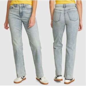 Lands' End Jeans Women 10 Tall Long Blue Acid Wash High Rise Straight Jeans